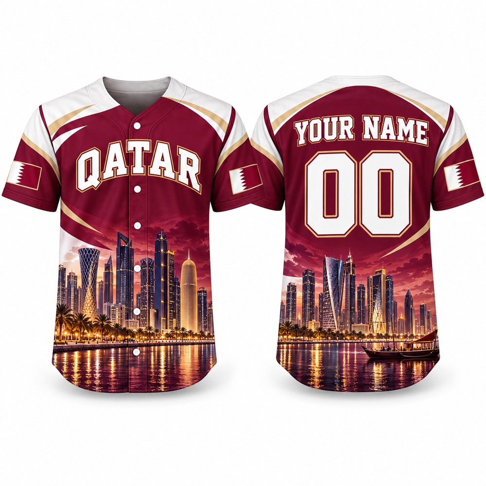 قميص بيسبول بتصميم قطر الدوحة  - مراجعة 3D Printing Qatar وسعره